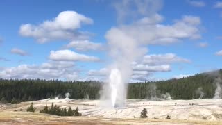 Old Faithful at Yellowstone National Park, Wyoming October 2017