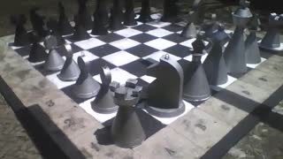A large chess table in the science museum, filmed diagonally [Nature & Animals]