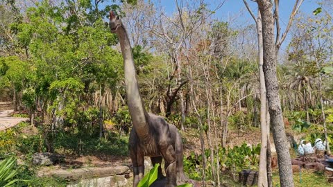 Tourist attractions in Udonthani prehistoric park with dinosaurs and other creatures