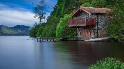 Relax Library: Video 52.Boat House - Birds in the forest with slow running river