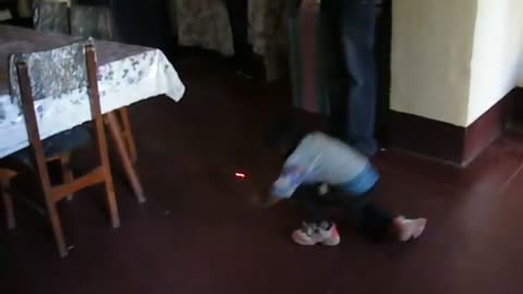 Awww Cute Kid Chasing Laser Pointers