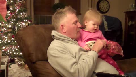 Grandpa fools baby girl out of delicious fudge