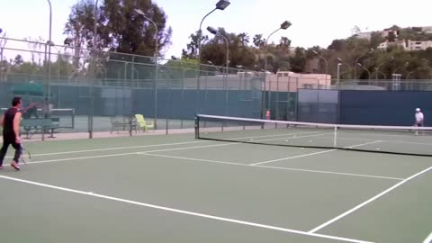 OLD MAN GIVES L.A. TENNIS COACH A RUN FOR HIS MONEY!