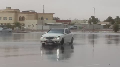 Arab boys drifting with Mercedes and land cruiser in Al Ain UAE
