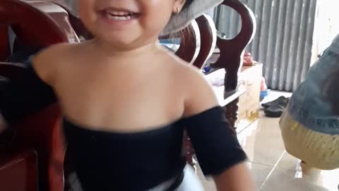 Cute baby showing off new clothes Part 2