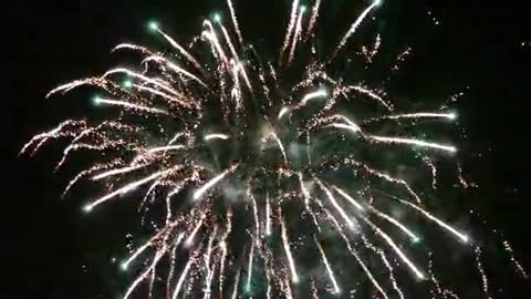 Beautiful fireworks explode in the sky