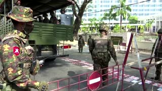 Armored vehicles deploy in Myanmar