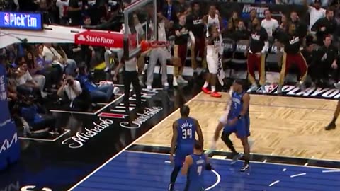 Jarrett Allen with the big-time rejection... LeVert drills a 3 on the other end 🔥 CLE-ORL