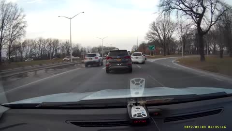 Guy halts traffic to exit