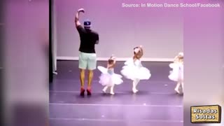 Pai dança ballet com bebé ao colo para salvar a filha do medo do palco