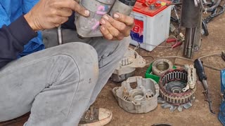 Rebuilding a starter motor in UdonThani Thailand