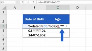 Calculate Age Using a Date of Birth in Excel