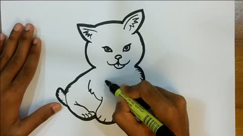 How to Draw a Cat - Cute Cat Drawing - Easy steps to Draw a Kitten.