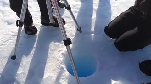 drop ice down a 90 m deep borehole in an Antarctic glacier. So satisfying when it hits the bottom.