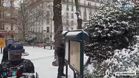 WATCH: France Riot Police guard the childrens playground