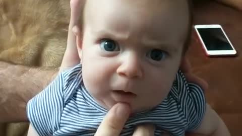 Adorable talking baby wants mommy to listen
